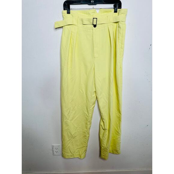 SIMON MILLER Butter Yellow Paper-Bag Waist Casual Galen Fitted Pants Size Large - Picture 3 of 16